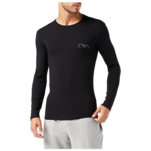 Emporio Armani t-shirt slim fit bold monogram camicia, nero, s uomo