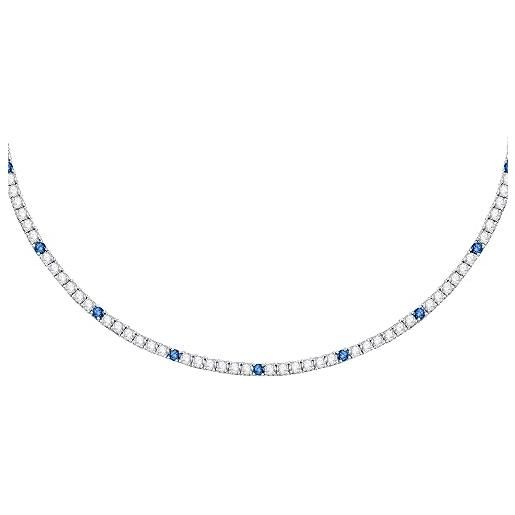 Morellato collana donna in argento 925‰, zirconi bianchi e blu, collezione tesori - saiw136