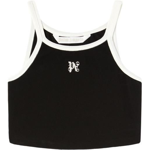 Palm Angels top crop con monogramma pa - nero