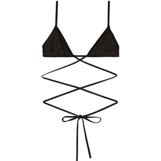 Palm Angels top bikini con lacci incrociati - nero