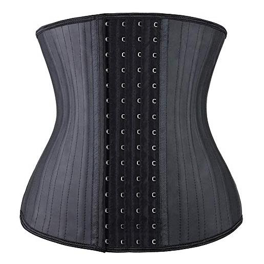 YIANNA - corsetto contenitivo da donna, in lattice, con 4 file di occhielli da agganciare, per allenamento sportivo black 25 acciaio disossato xxx-large
