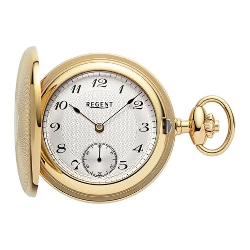 REGENT orologio da tasca da uomo savonnette in acciaio inox 48 mm decentralizzato secondo carica manuale meccanica in diverse varianti, p-775 - oro - arabo