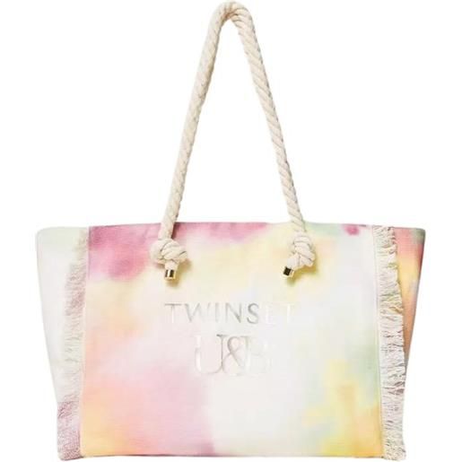 TWINSET borsa shopping in canvas stampato