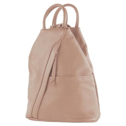 modamoda de - t180 - ital borsa da donna zaino in nappa, colore: beige rosato
