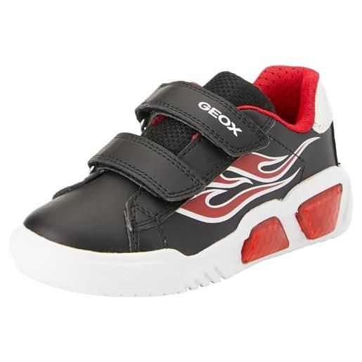 Geox j illuminus boy a, scarpe da ginnastica, nero/rosso, 31 eu
