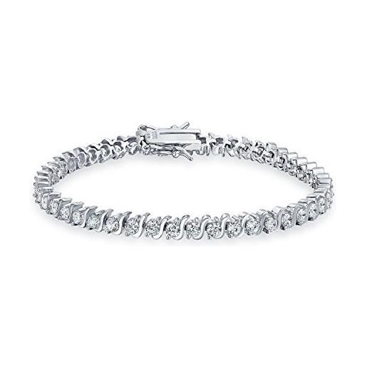 Bling Jewelry gioielli da sposa tradizionale 15 ct aaa cz round solitaire swirl s wave link bracciale da tennis per le donne matrimonio. 925 argento sterling rodio