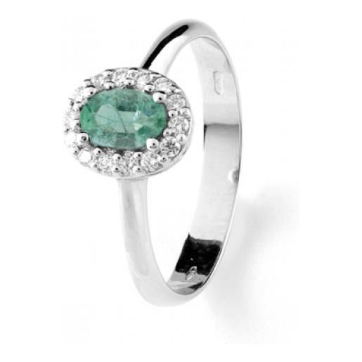Bliss anello dream in oro bianco, diamanti e smeraldo