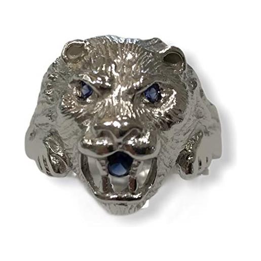 Corsano Laboratorio Orafo testa di leone - anello in argento, pietre blu - an07a (17)