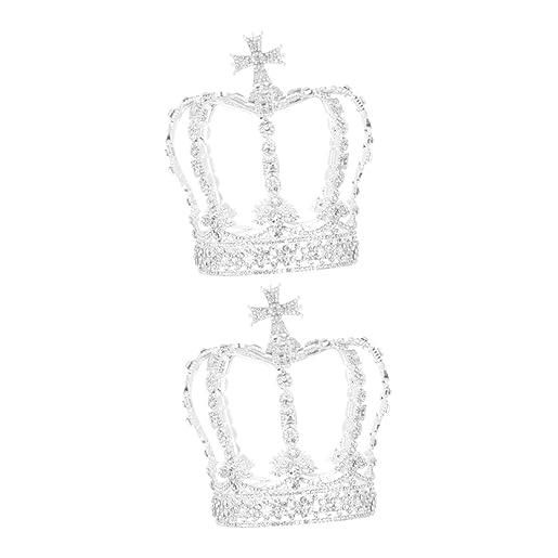POPETPOP 2pcs strass anello completo tiara decorazione vintage la delle donne di strass di strass da sposa donna sposa copricapo di nozze
