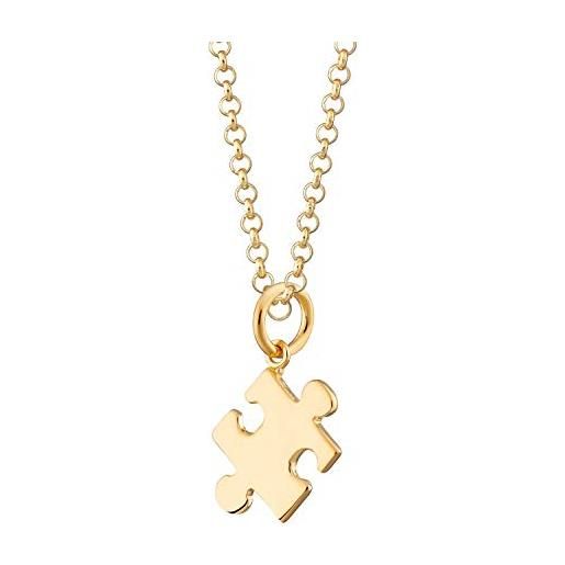Lily Charmed - collana con ciondolo a forma di puzzle in argento sterling 925 con catena da 45,7 cm o argento placcato oro 18 carati, metallo