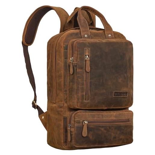 STILORD 'trinity' spazioso zaino porta pc pelle da 15,6 pollici vintage borsa da lavoro uomo grande laptop backpack donna vera pelle, colore: calais - marrone