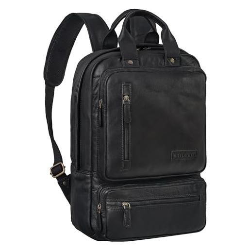 STILORD 'trinity' spazioso zaino porta pc pelle da 15,6 pollici vintage borsa da lavoro uomo grande laptop backpack donna vera pelle, colore: nero