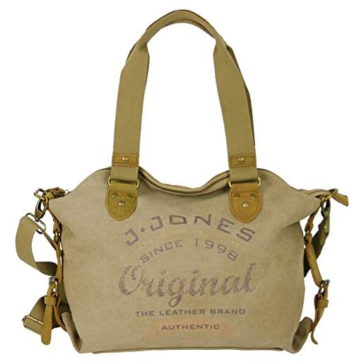 J JONES JENNIFER JONES jennifer jones - borsa a tracolla da donna in tela, stile vintage, colore grigio o beige naturale