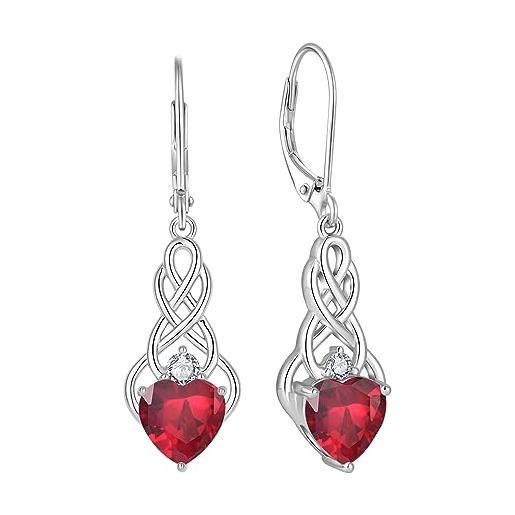 Orecchini a cerchio portafortuna gennaio creati con cristalli Garnet