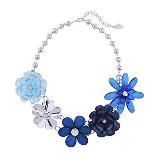 Bocar 5 fiore intrecciato cristallo statement chunky collana bib collare gioielli di perle per le donne (nk-10127), acrilico, senza pietre preziose, perle