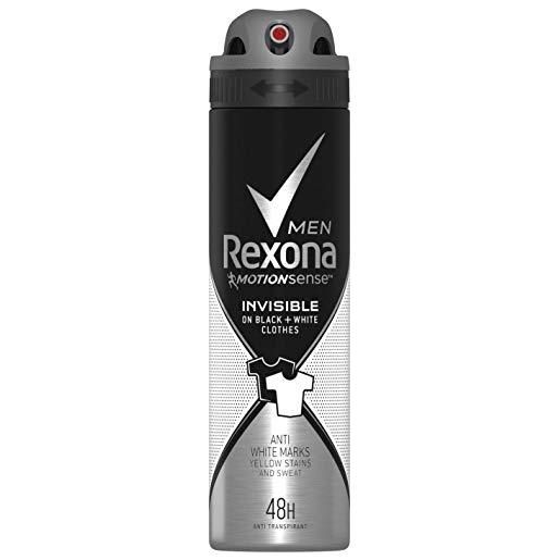 Rexona men deo spray invisible black + white anti-traspirante, confezione da (6 x 150 ml)