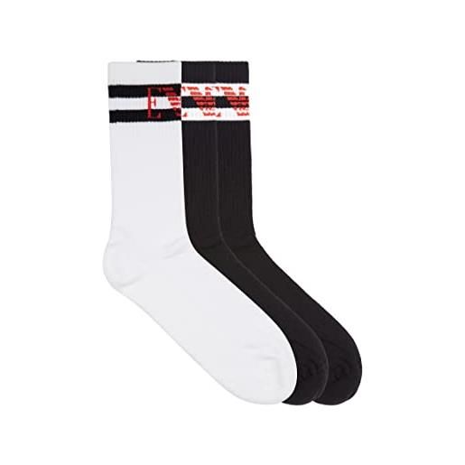 Emporio Armani men's sporty 3-pack short sock, confezione da calzini corti uomo, black/white/black, taglia unica
