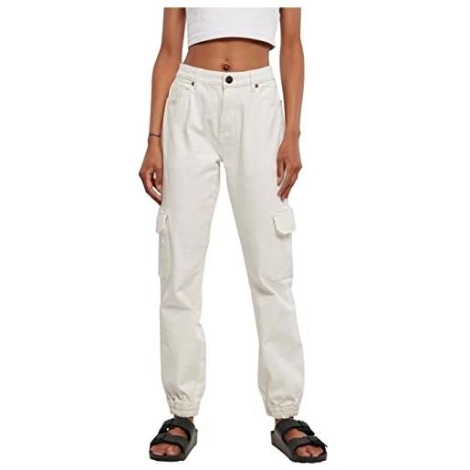 Urban classics jeans cargo donna, pantaloni in bio cotone a vita alta, elastici alle caviglie tasche laterali, diversi colori disponibili, taglie 26 - 69