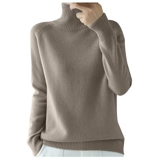 Generico maglioni lana merino maglione donna invernale caldo morbido collo alto lunga lavorato manica a maglia maglione m-xxl