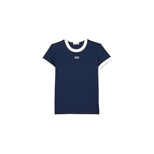 Lacoste-women s tee-shirt-tf1663-00, blu navy/bianco, 46