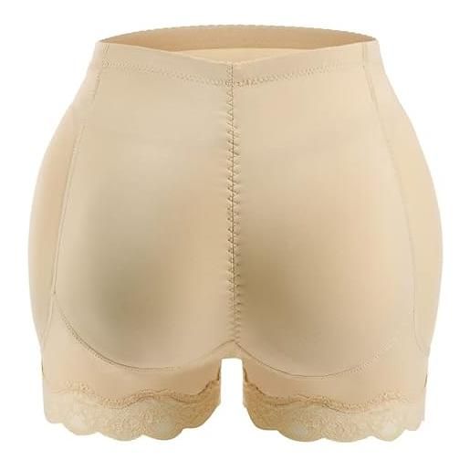 Generic xjoe donne falso butt lifter pantaloni shapewear biancheria intima mutandine imbottite laterali in pizzo bum booty boyshorts (nudo, s)