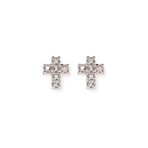 Amen orecchini argento 925 Amen - collezione rosari - colore rodio - misura unica orecchini a lobo zirconi bianchicroce