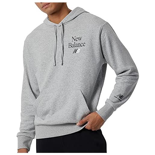 New Balance nb essentials celebrate hoodie, felpa da uomo con cappuccio garzata (xl, athletic grey)