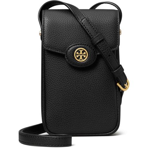 Tory Burch borsa mini robinson con placca logo - nero