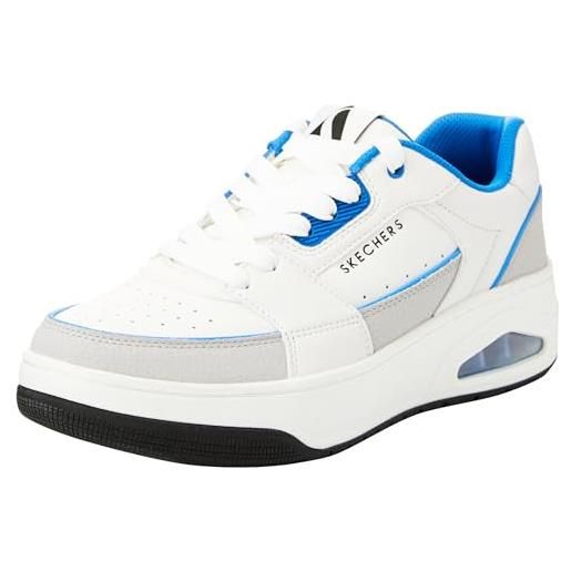 Skechers uno corte, sneaker uomo, pelle bianca e grigio duraleather blu m, 47.5 eu