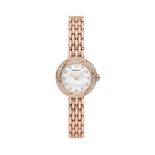 Emporio Armani orologio donna, movimento a due lancette, cassa in acciaio inossidabile oro rosa 26 mm con bracciale in acciaio inossidabile, ar11474