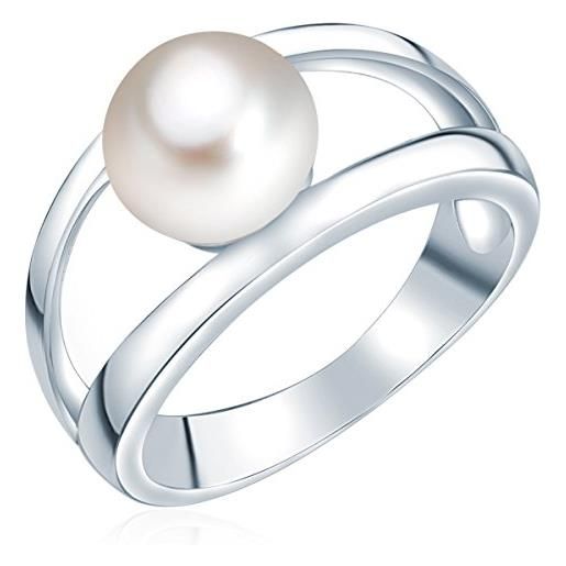 Valero Pearls anello da donna in argento sterling 925 con rodio con perle coltivate d'acqua dolce bianco taglia 16 60201414