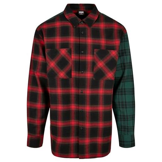 Urban Classics maglietta a quadri oversized mix camicia, nero/rosso/verde, xxxl uomo