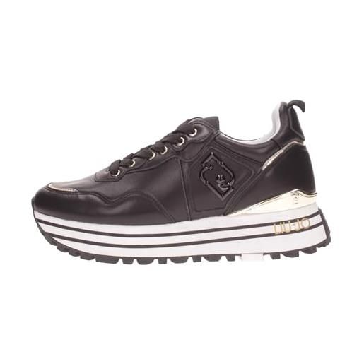 Liu Jo Jeans liu jo bf3003 maxi wonder calf black sneakers moda per donna in pelle con zeppa media (taglia 37)