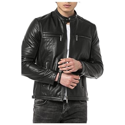 Redbridge giacca in vera pelle da motociclista, da uomo, nero , xxxl