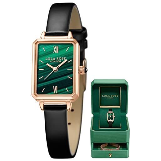 Lola Rose delicato orologio da polso da donna: quadrante verde malachite, avvolto in elegante confezione regalo, elegante regalo per donne e persone care, acciaio inossidabile, inglese