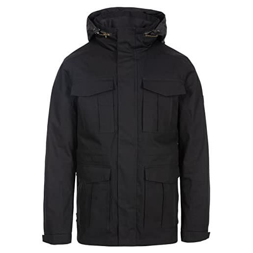 Trespass rainthan, giacca antipioggia impermeabile con cappuccio nascosto uomo, nero, xxs