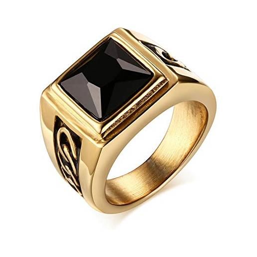 OIDEA anello in acciaio inox oro nero per uomo donna, colore: gold, cod. O0260052-de
