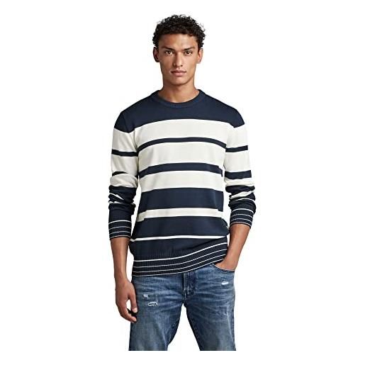 G-STAR RAW men's irregular stripe knitted sweater, multicolore (oyster mushroom/granite stripe d22800-c706-d863), s