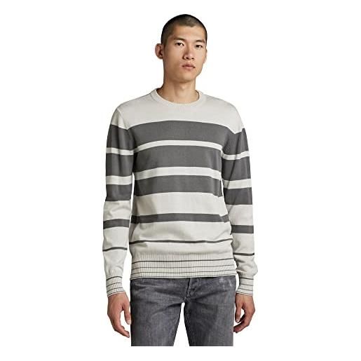 G-STAR RAW men's irregular stripe knitted sweater, multicolore (oyster mushroom/granite stripe d22800-c706-d863), s