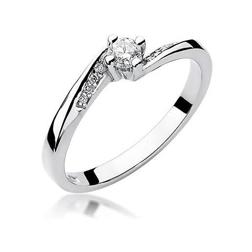 Lumari Gold anello solitario da donna, anello di fidanzamento, anello di fidanzamento in oro 585, 14 carati, con diamanti naturali e oro bianco, 51 (16.3), colore: oro bianco, cod. R262b
