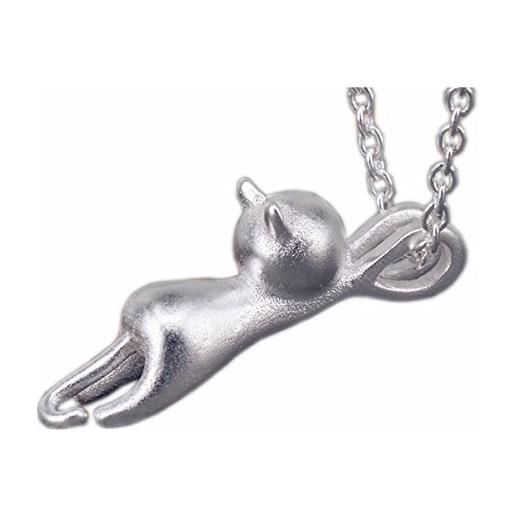 NicoWerk nico di collana in argento con ciondolo a forma di gatto kitten collana da donna argento 925 catena gioielli ske164