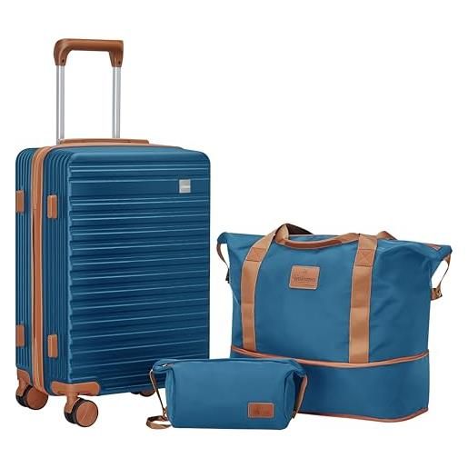 Joyway valigia bagaglio a mano, piccolo bagaglio con blocco a combinazione tsa e quattro ruote rotanti, leggero bagaglio a guscio duro con borsa a mano e borsa cosmetica