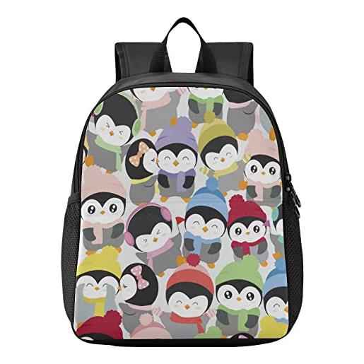 Vnurnrn cartone animato pinguino colorato zaino per asilo nido prescolare bambini bookbag zainetti per 2-7 anni viaggio ragazze ragazzi