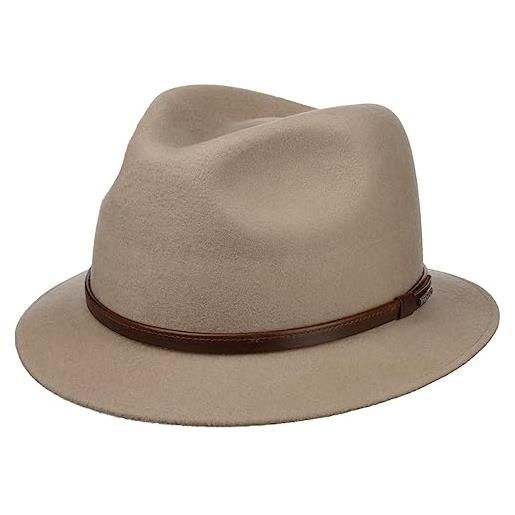 Stetson cappello in lana scotstown traveller donna/uomo - made the eu outdoor di feltro con fascia pelle autunno/inverno - s (54-55 cm) beige