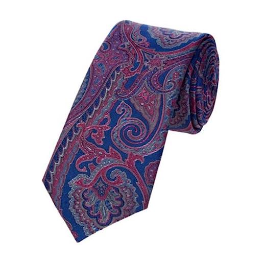 Ted Baker cravatta da uomo in seta con motivo cachemire blu navy e viola, multicolore, length: 146cm, width 7,5cm