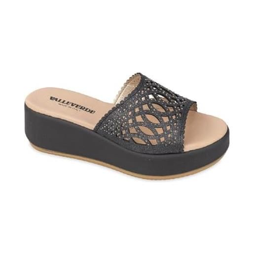 Valleverde sandali donna 55570 in pelle nero modello casual. Una calzatura comoda adatta per tutte le occasioni. Primavera-estate 2023. Eu 40
