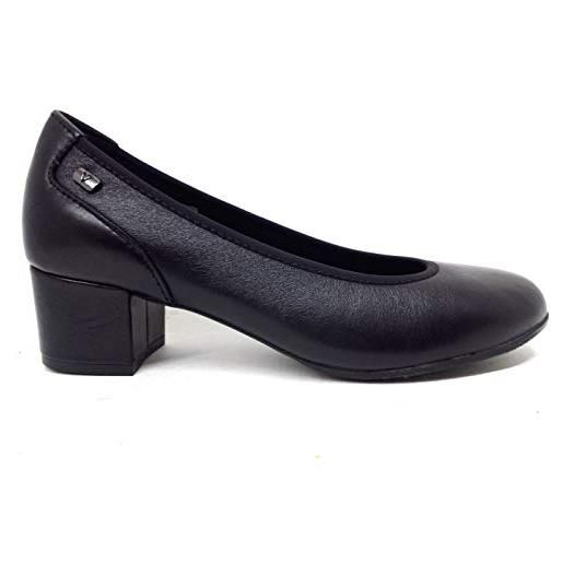 Valleverde 36372 decollete scarpe donna comfort tacco 5 vera pelle nero, 41