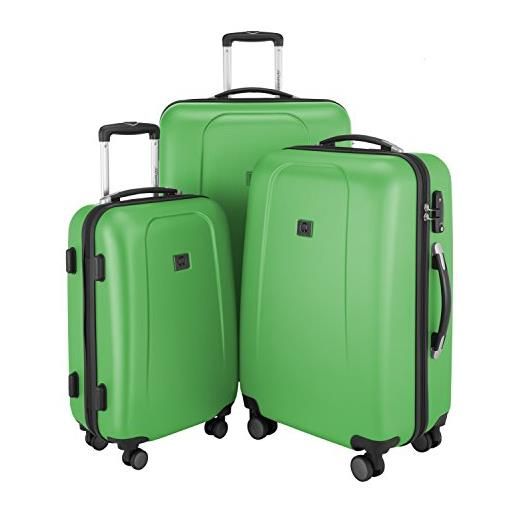 Hauptstadtkoffer - wedding - set di 3 valigie trolley rigido tsa 4 ruote abs, (s, m, l), mela verde