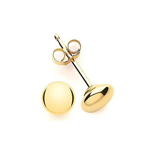 Designer Inspirations Boutique bouton - orecchini a perno, a forma di sfera, per donne, uomini e bambini, disponibili in 2 tipi di metallo e in 6 diverse misure. In confezione regalo. E oro giallo, cod. Ap6693-gld-id-stud-5mm
