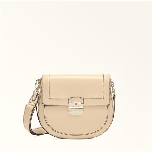 Furla club 2 borsa a tracolla grano beige pelle di vitello morbida + pelle di vitello granata donna